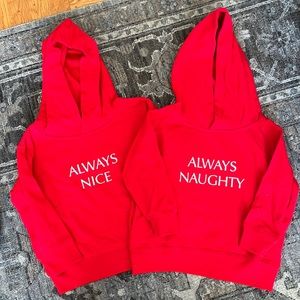 Love Bubby Naughty Nice red hoodies NWT Sz 2